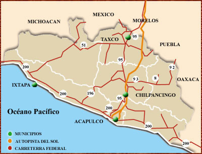 map of Guerrero state
