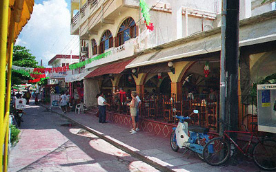 Restaurants and cafes line the streets in town.