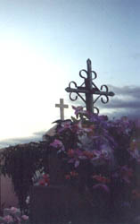 A decorated gravesite.