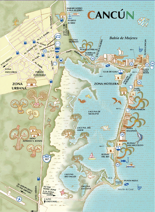 Map of Cancun