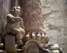 Close-up of stonework at Santa Prisca